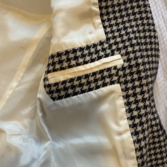 J.Crew Women’s Houndstooth Wool Blend Blazer Jacket Size 0 Black Cream Fall 2013 - Picture 8 of 10